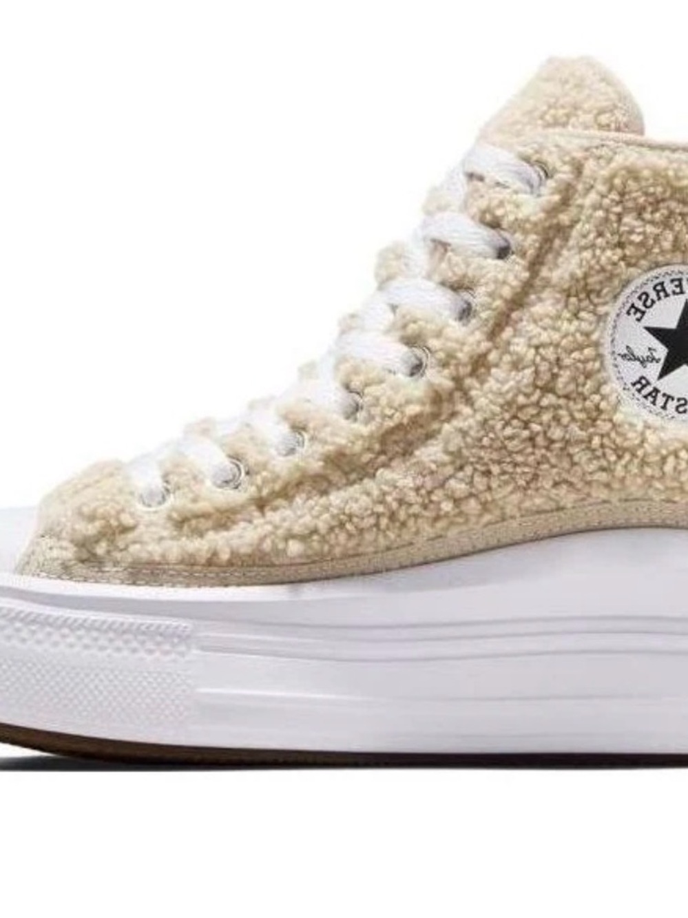 Converse Sherpa High-Top Sneakers in Cream and White